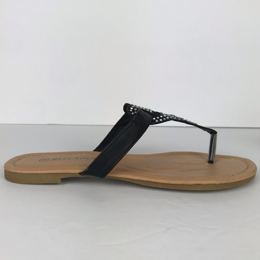 Belladia Black Flip Flop Sandal with Rhinestones